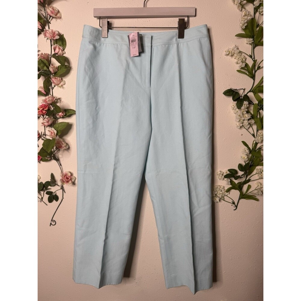 New ANN TAYLOR Light Blue Cotton Audrey Ankle Crop Pants 14P Lined